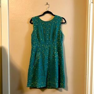 Diane von Furstenberg Carpreena Mini Pebble Lace Sleeveless Teal Green Dress 12